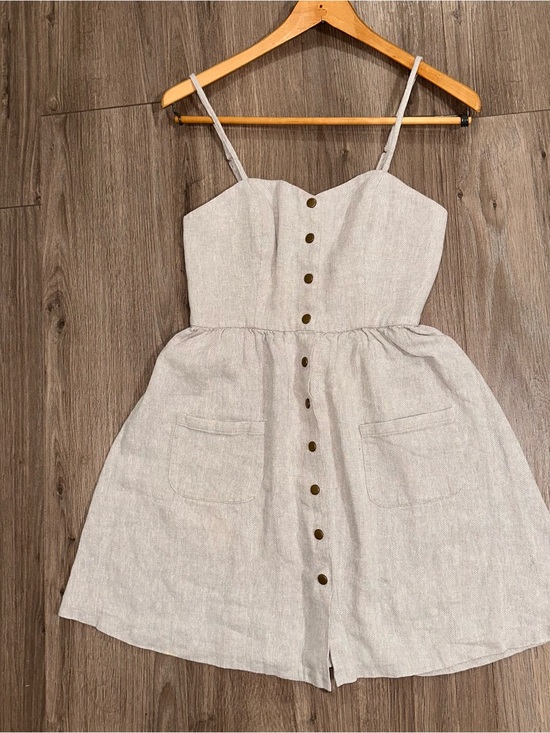 Urban Outfitters Dresses & Skirts - Dress Linen Cotton Mini  Herringbone Boho Festival Cottagecore Light Academia